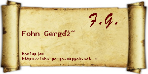 Fohn Gergő névjegykártya